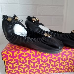 Tory Burch Tassled Flats - Black Leather